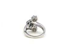 Charming Floral design White & Blue Diamond Ring