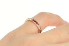 14K Yellow Gold 0.66 Ctw Ruby Diamond Eternity Wedding Band Ring