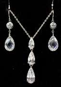 Sterling Silver Crystal Necklace and Earrings