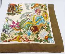 Gucci Silk Animal Print Green Scarf