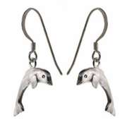 Sterling Silver Dolphin Dangle Earrings