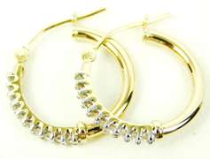 10K Diamond Hoop Earrings