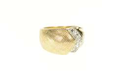 14K Yellow Gold Retro 1960's Diamond Chevron Domed Ring