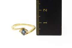 14K Yellow Gold Oval Sapphire Diamond Accent Bypass Ring