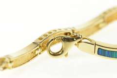 14K Yellow Gold Wavy Black Opal Inlay Curvy Statement Bracelet