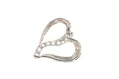 10K White Gold Blue Topaz Wavy Curvy Heart Love Symbol Pendant