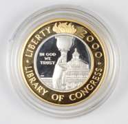 2000 $10 Library Of Congress Bimetallic Proof Coin - Box & COA
