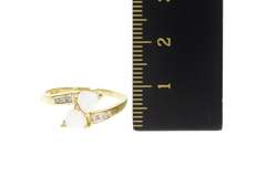 10K Yellow Gold Trillion Syn. Opal Diamond Accent Bypass Ring