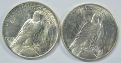 Flashy BU 1922-D and scarce 1923-D Peace Silver Dollars