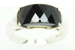 Sleek Sterling Black Onyx Saddle Ring, 9.25