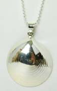 Huge Sterling Silver Shell Pendant & Chain