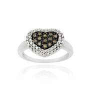Sterling Silver 1/8ct.  Champagne Diamond Heart Ring