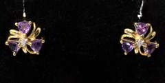 Fun Amethyst Earrings in Yellow Gold