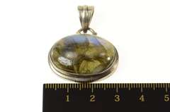 Sterling Silver Oval Labradorite Moonstone Cabochon Pendant