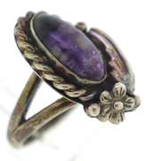 Sterling Silver Purple Glass Ring