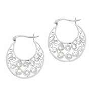 Sterling Silver 24mm Round Filigree Earrings