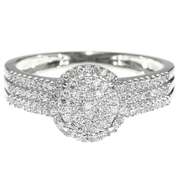 10K White Gold Bridal Engagement Ring Diamonds Halo Style (1/3 cttw, I/J Color, I2/I3 Clarity)