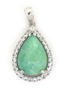 Lovely Emerald & Sapphire Pendant in Sterling Silver