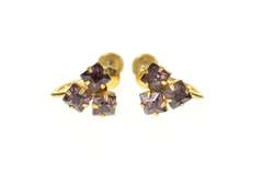 Gold Filled Square Sim. Amethyst Cluster Screw Back Earrings