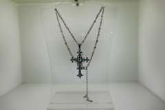 Vintage VCLM Victorian White Beads Cross Necklace