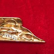 18k gold and platinum , diamond and onyx brooch