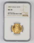 MS70 1987 $10 American Gold Eagle - 1/4 Oz. Fine Gold - Graded NGC