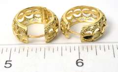 Ornate 14KT Yellow Gold Hoop Earrings