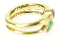 14K Yellow Gold 1.19 Ctw Emerald Sapphire Diamond Statement Ring