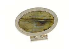 Sterling Silver Oval Natural Labradorite Cabochon Pendant