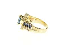 14K Yellow Gold 0.90 Ctw Marquise Sapphire Diamond Bypass Ring