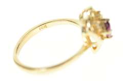 14K Yellow Gold Pear Purple Tourmaline Diamond Accent Heart Ring