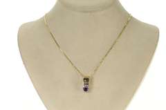14K Yellow Gold Reversible Amethyst Syn. Sapphire Diamond Pendant