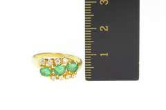 18K Yellow Gold 0.73 Ctw Natural Emerald Diamond Wavy Ring