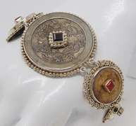 Sterling Silver Signed Sajen Coin & Stone Bracelet