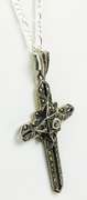 Large Sterling Silver Marcasite Cross & Chain