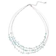Sterling Silver Blue Quartz Chips 3-Row Graduating Necklace