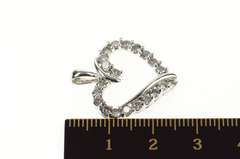 10K White Gold 2/3 Ct Diamond Classic Simple Heart Pendant