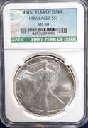 1986 Silver Eagle First Year of Issue NGC MS69