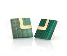 Super Chic 14kt YG Malachite with Gold Accent Earrings