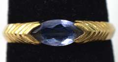 Lovely Blue Crystal Ring in 14KT Yellow Gold