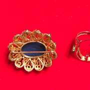 LADIES 18K DIAMOND , SAPPHIRE AND BLUE LAPIS RING / BROOCH