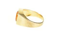 14K Yellow Gold Oval Citrine 1960's Retro Squared Statement Ring