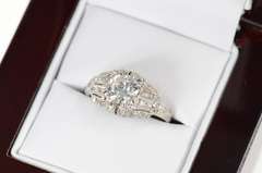 Platinum 0.87 Ctw Art Deco Diamond Engagement Ring