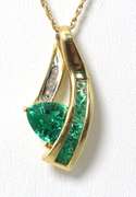 Free-Form Green Stone & Diamond Necklace in Yellow Gold