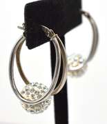 Set Of Sterling Silver White Stone Earrings