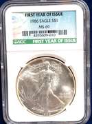 1986 Silver Eagle First Year of Issue NGC MS69