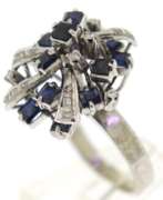 Vintage 14kt White Gold Blue Sapphire and Diamond Ring
