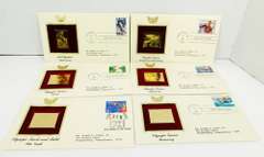 6 Olympic 1st Day Covers & 23KT Gold Stamps