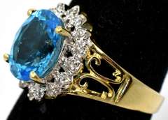 Lovely Topaz & Diamond Ring in 14KT Yellow Gold