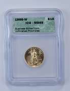 MS69 1999-W $10 American Eagle 1/4 Oz Gold Bullion Business Strike ICG